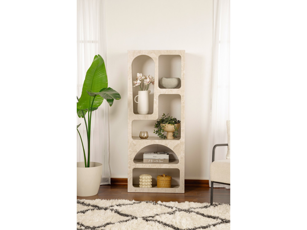Librería de madera "Venüs" 60 x 32 x 150 cm - mármol travertino