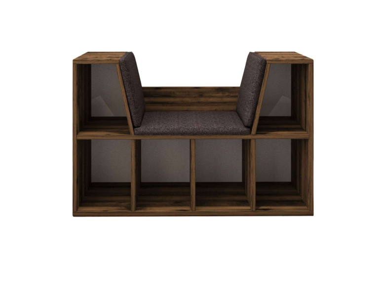 Librería "Livora" con asiento de madera - 103 x 30 x 63 cm - Marrón