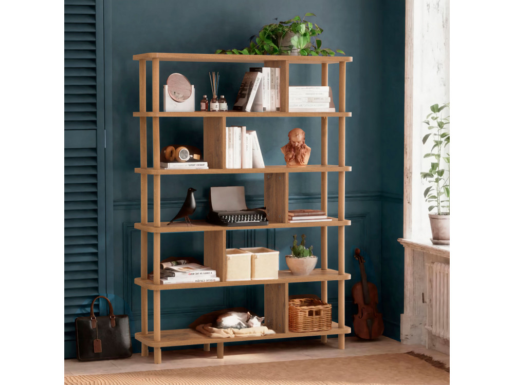 Librería de madera "Meta" - 120 x 28 x 168 cm - Marrón