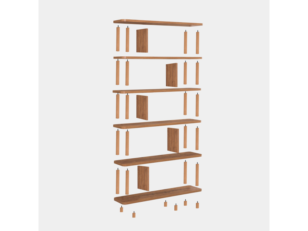 Librería de madera "Meta" - 120 x 28 x 168 cm - Marrón