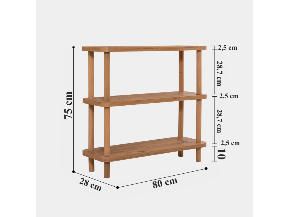 Estantería de madera "Step" - 80 x 28 x 75 cm - Marrón