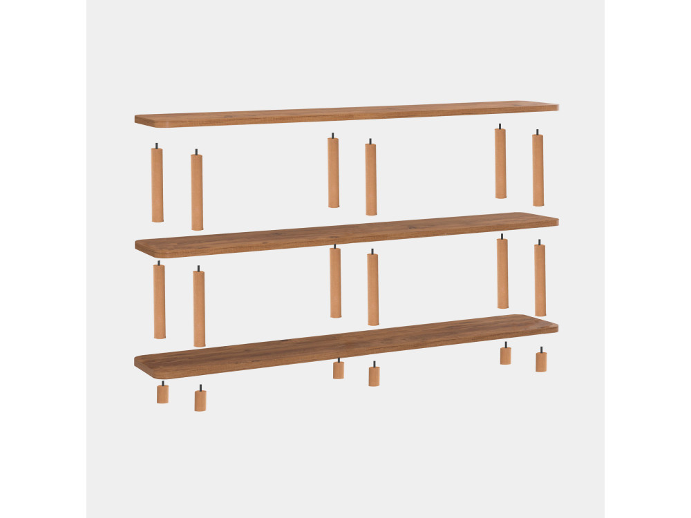 Librería de madera "Zen" - 180 x 35 x 75 cm - Marrón