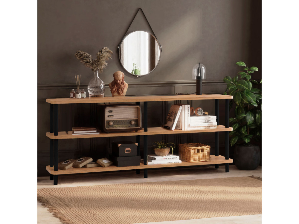 Librería de madera "Zen" - 180 x 35 x 75 cm - Negro