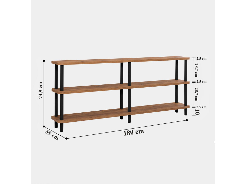 Librería de madera "Zen" - 180 x 35 x 75 cm - Negro