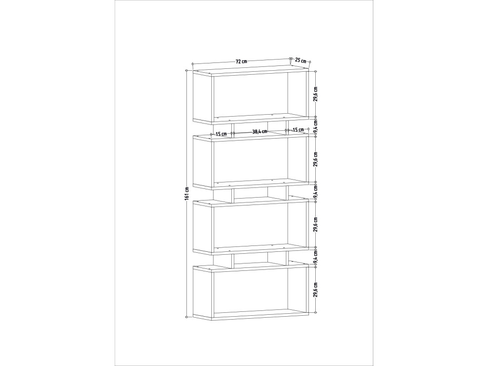 Librería de madera "Langdon" - 72 x 25 x 161 cm - Beige