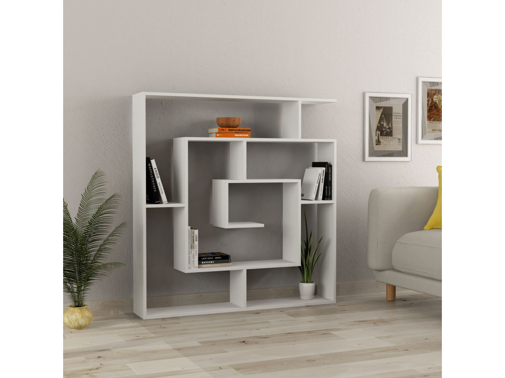 Librería de madera "Labirent" - 125 x 22 x 129 cm - Blanco