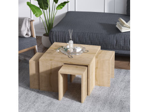 Lote de mesas de centro de madera "Ortanca" - 60 x 60 x 37 cm - Roble Zafiro 2