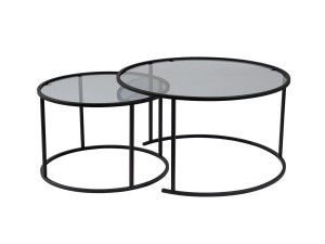 Lote de 2 mesas de centro de metal "Aurum" - 80 x 80 x 43 cm - Negro Gris