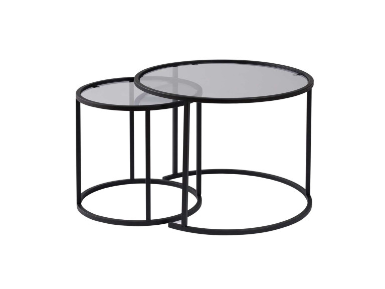 Lote de 2 mesas de centro de metal "Aurum" - 60 x 60 x 43 cm - Negro Gris