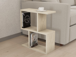 Mesa auxiliar de madera "Zet" - 45 x 17 x 51 cm - Travertino 2