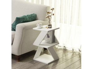 Mesa auxiliar de madera "Albeni" - 30 x 30 x 50 cm - Blanco 2