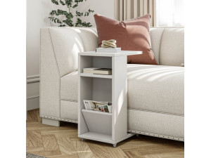 Mesa auxiliar de madera "Filinta" - 30 x 40 x 63 cm - Blanco 2