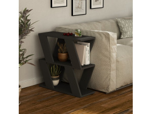Mesa auxiliar de madera "Lazena" - 60 x 22 x 57 cm - Antracita 2