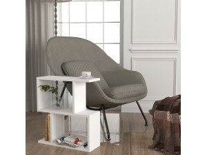 Mesa auxiliar de madera "Karinus" - 50 x 17 x 55 cm - Blanco 2