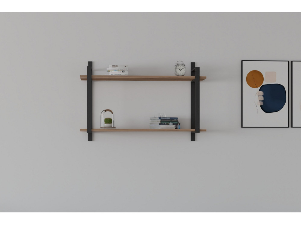 Estantería de pared de madera "Abat" - 90 x 22 x 60 cm - Nogal