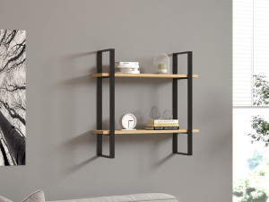 Estantería de pared de madera "Buba" - 70 x 22 x 70 cm - Marrón 2