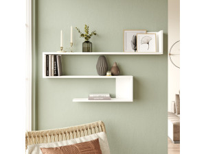 Estante de pared de madera "WL10" - 120 x 14 x 71 cm - Blanco 2