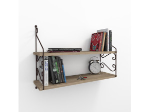 Estantería de pared de madera "Seramoni" - 72 x 22 x 51 cm - Topo 2