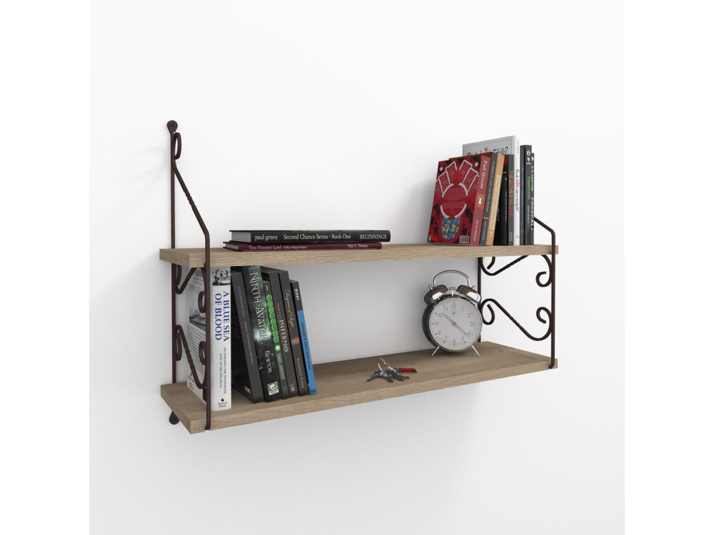 Estantería de pared de madera "Seramoni" - 72 x 22 x 51 cm - Topo