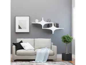 Estantería de pared de madera "Susen" - 135 x 20 x 69 cm - Blanco 2