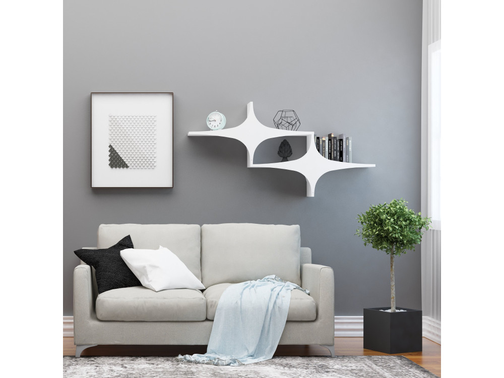Estantería de pared de madera "Susen" - 135 x 20 x 69 cm - Blanco