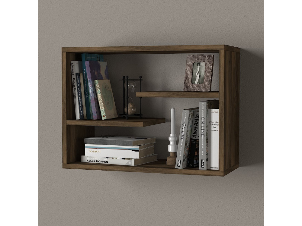 Estantería de pared de madera "Tino" - 60 x 19 x 44 cm - Nogal
