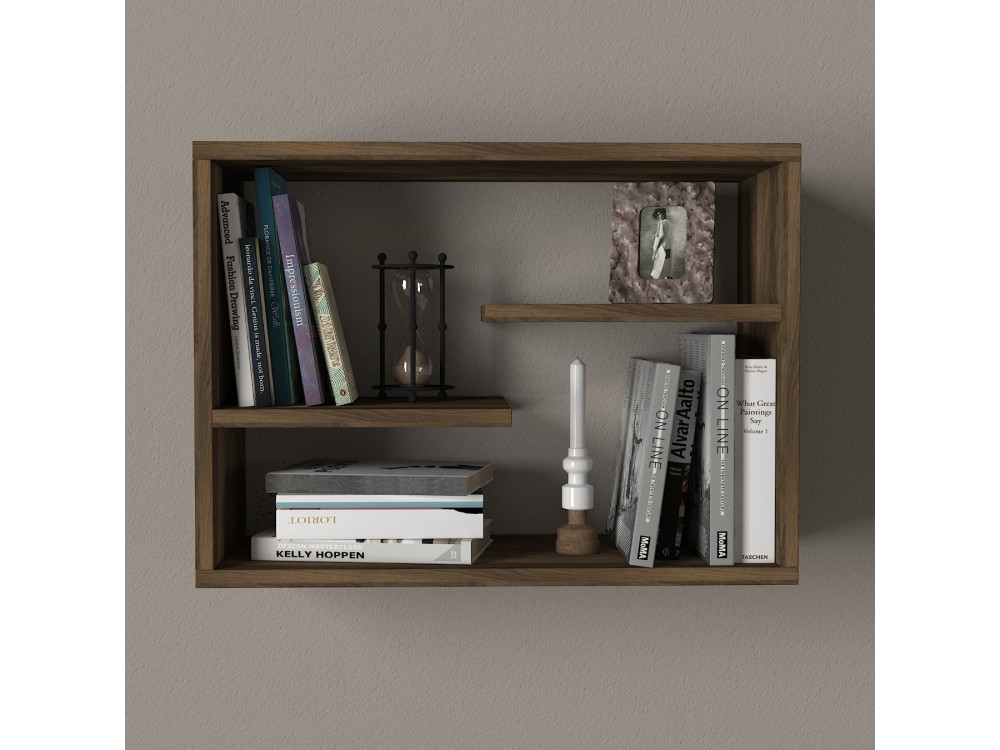 Estantería de pared de madera "Tino" - 60 x 19 x 44 cm - Nogal