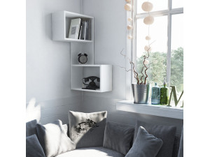Estante de pared de madera "Part" - 47 x 20 x 85 cm - Blanco 2