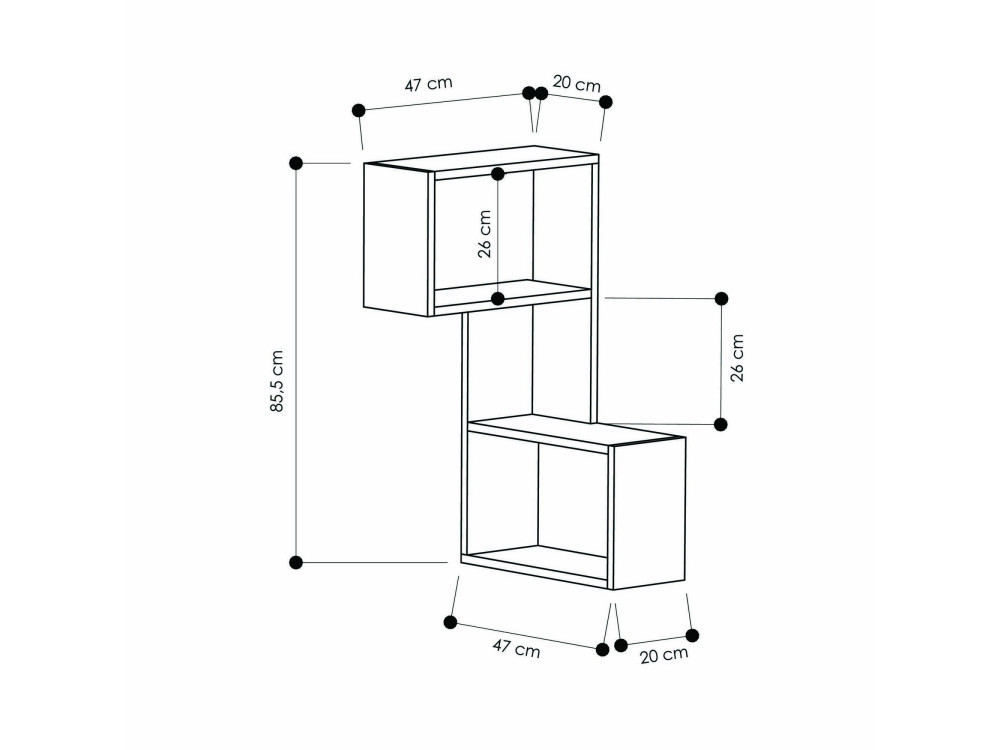 Estante de pared de madera "Part" - 47 x 20 x 85 cm - Blanco