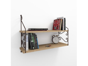 Estantería de pared de madera "Seramoni" - 72 x 22 x 51 cm - Roble 2