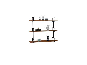 Estantería de pared de madera "Uras" - 87 x 22 x 76 cm - Nogal