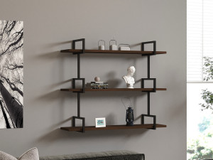 Estantería de pared de madera "Uras" - 87 x 22 x 76 cm - Nogal 2