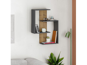 Estantería de pared de madera "Paranoid" - 64 x 22 x 85 cm - AntracitaRoble 2