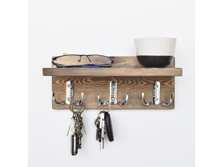 Estantería de pared de madera "Aa031" - 30 x 11 x 13 cm - Nogal