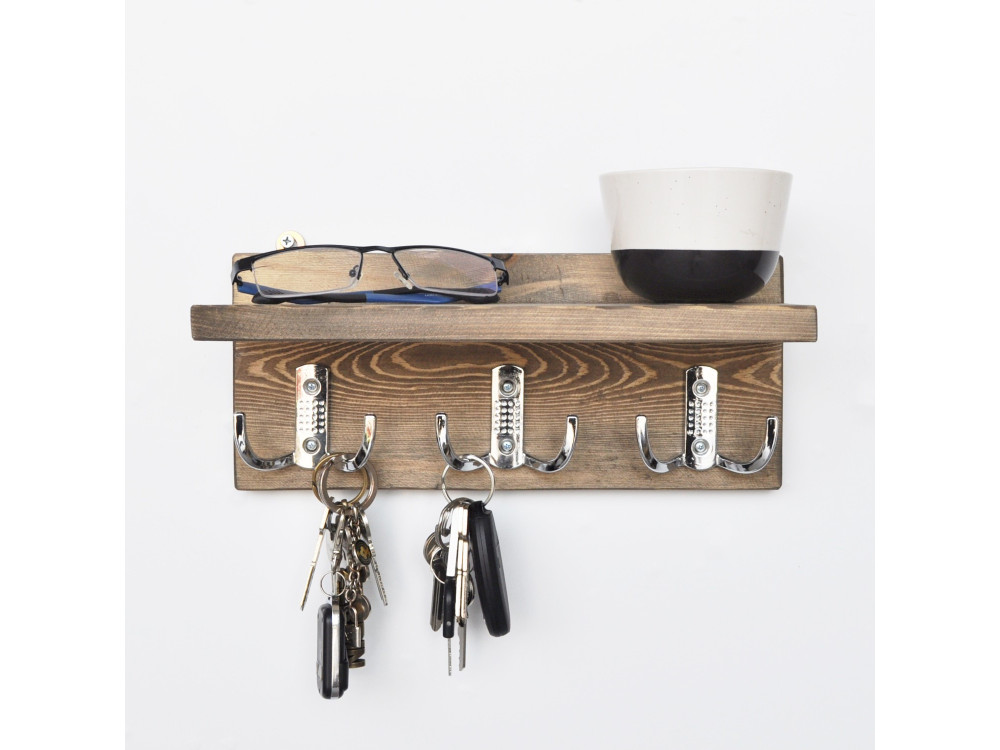 Estantería de pared de madera "Aa031" - 30 x 11 x 13 cm - Nogal