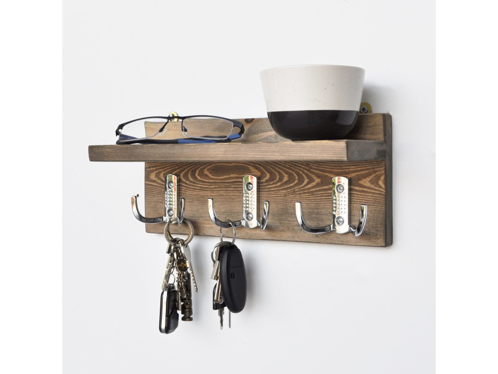 Estantería de pared de madera "Aa031" - 30 x 11 x 13 cm - Nogal