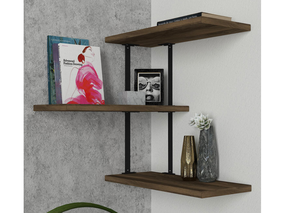Estantería de pared de madera "Frisbi" - 45 x 20 x 47 cm - NogalNegro