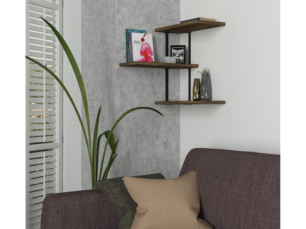 Estantería de pared de madera "Frisbi" - 45 x 20 x 47 cm - NogalNegro