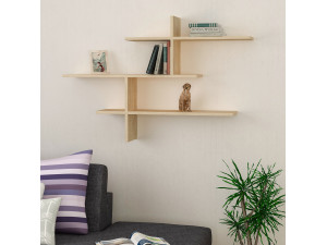 Estantería de pared de madera "Leo" - 123 x 22 x 80 cm - Roble 2