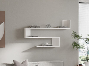 Estantería de pared de madera "Penne" - 120 x 20 x 71 cm - Blanco 2