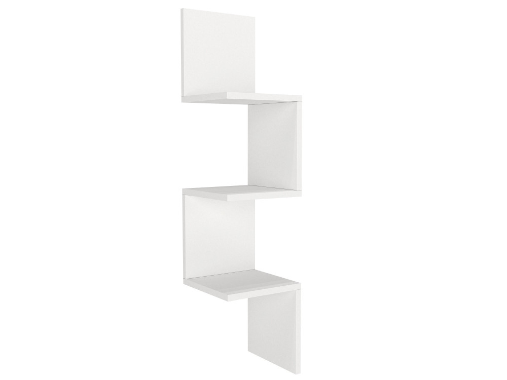 Estante de pared de madera "Esquina" - 25 x 25 x 105 cm - Blanco