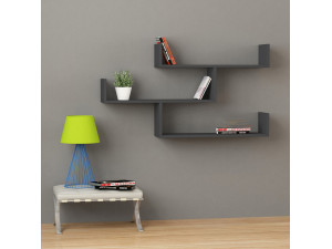 Estantería de pared de madera "Tibet" - 120 x 22 x 67 cm - Antracita 2