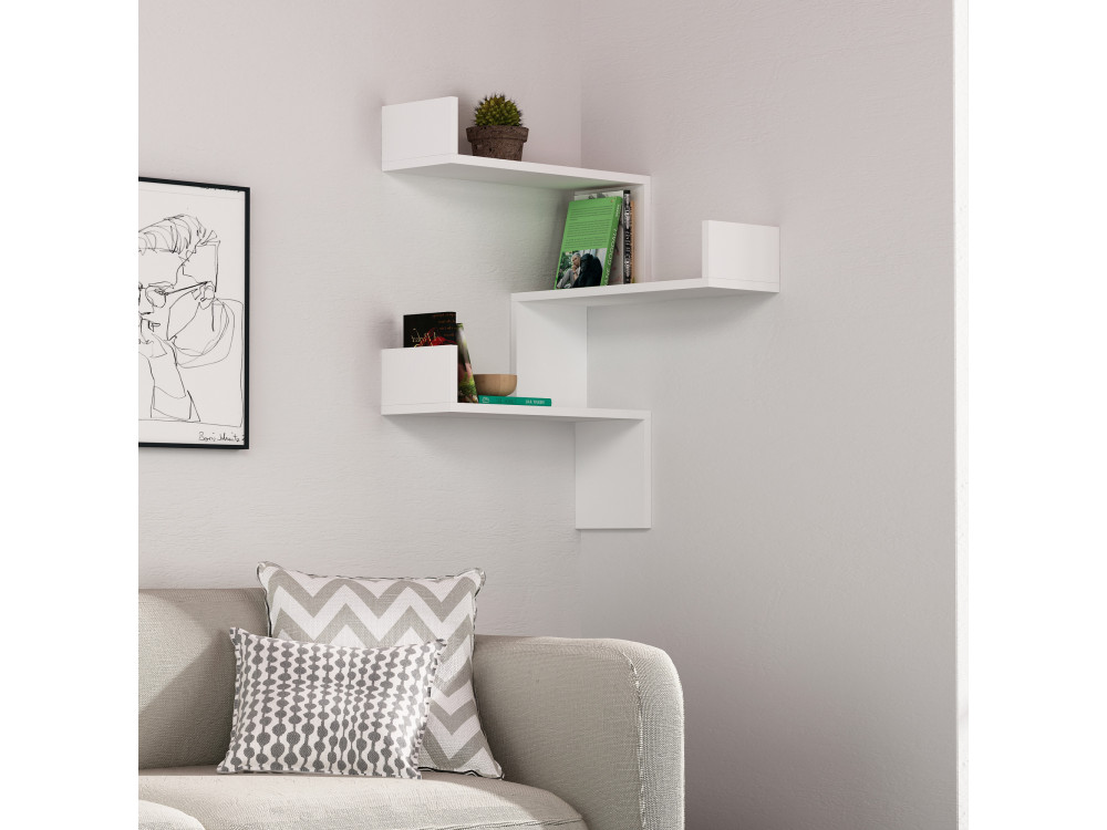 Estantería de pared de madera "Luksa" - 60 x 60 x 90 cm - Blanco
