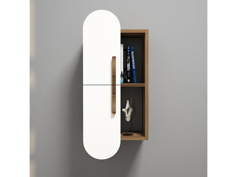 Estantería de pared de madera "Rosa" - 35 x 22 x 60 cm - NogalBlanco