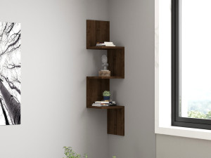 Estantería de pared de madera "Zikzak" - 25 x 25 x 105 cm - Nogal 2