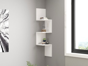 Estantería de pared de madera "Zikzak" - 25 x 25 x 105 cm - Blanco 2
