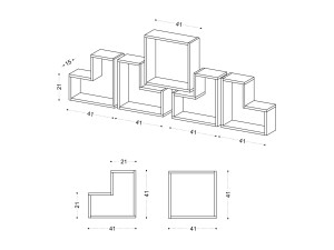 Estantería de pared de madera "Elitra" - 180 x 15 x 59 cm - Blanco