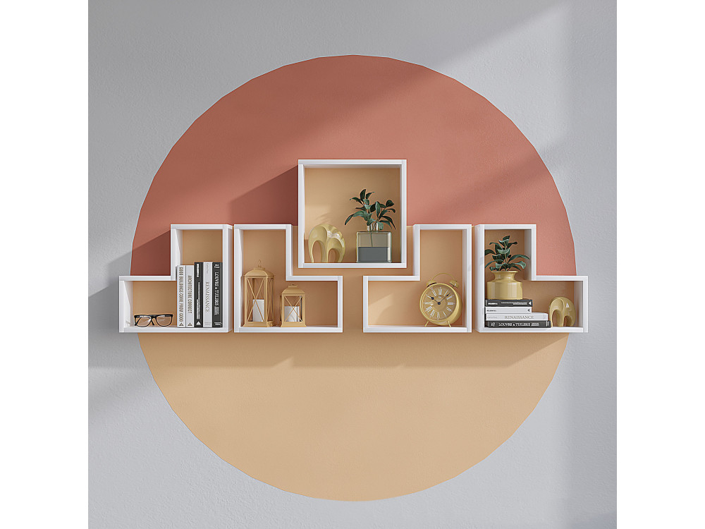 Estantería de pared de madera "Elitra" - 180 x 15 x 59 cm - Blanco