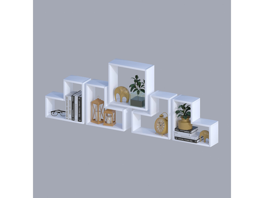 Estantería de pared de madera "Elitra" - 180 x 15 x 59 cm - Blanco