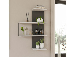 Estantería de pared de madera "Cambel" - 64 x 19 x 96 cm - Blanco 2